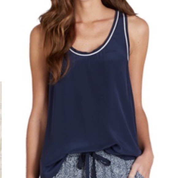 Joie Navy Silk Razorback Tank - Picture 1 of 6